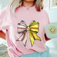 thumbnail image 3 of Softball Baseball Bow Graphic T-Shirt - Cute Sports Tee for Women, Casual Athletic Apparel, Team Spirit Wear, Gift for Softball Players, 3 of 7
