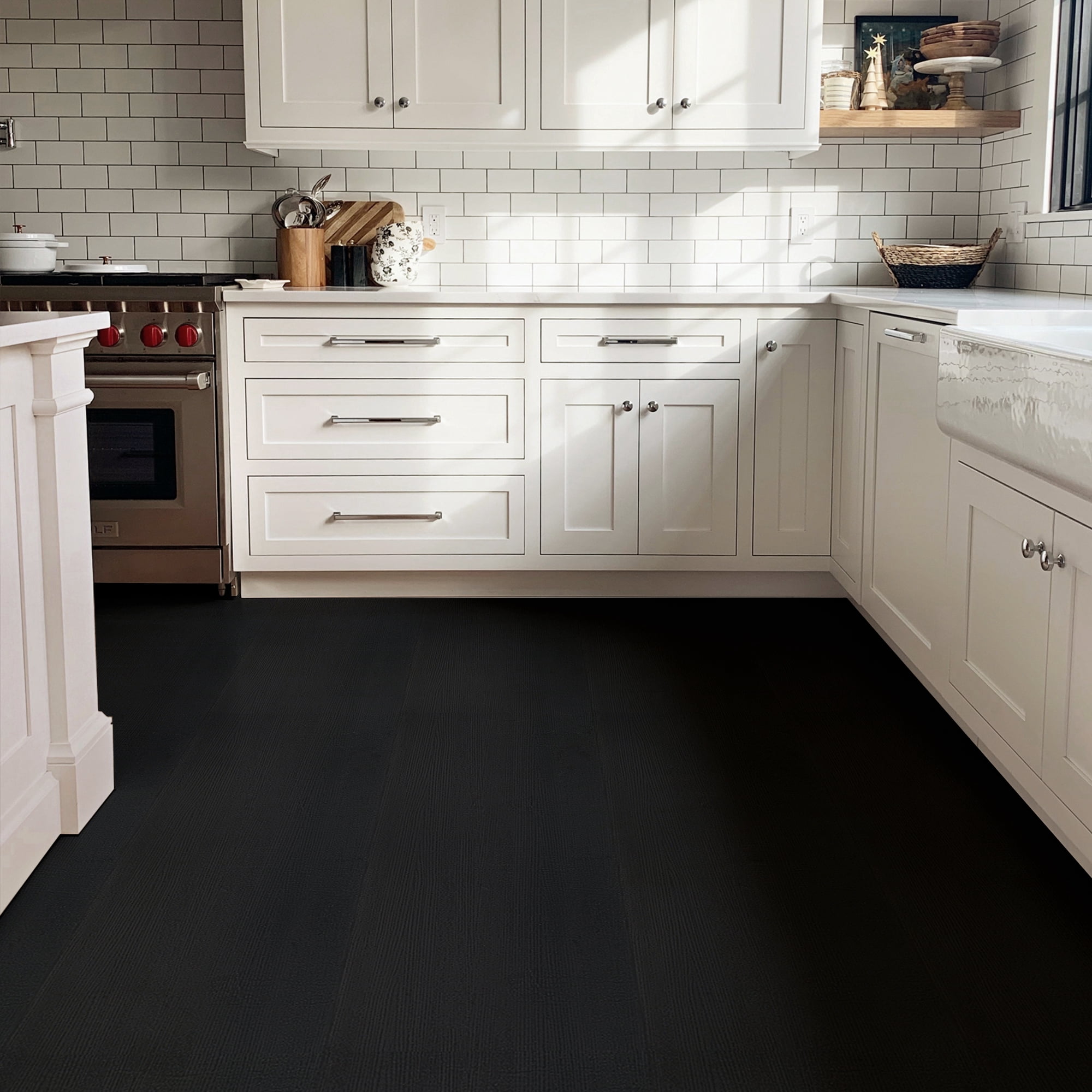 (3 pack) UMIGGEE 15.7-in x 236-in/25.7 Sq.Ft Black Peel and Stick Vinyl Flooring Roll Thicken Self-Adhesive Vinyl Wood Grain Floor,Versatile Design for Any Space Easy DIY Install Home Decor