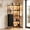 Black-65"H, variant on HIGDBFE 5-Tier Corner Bookshelf with LED Lights and 4 Fabric Drawers, L-Shaped Industrial Bookcase, Corner Display Shelf for Living Room, Home Office, Rustic Brown