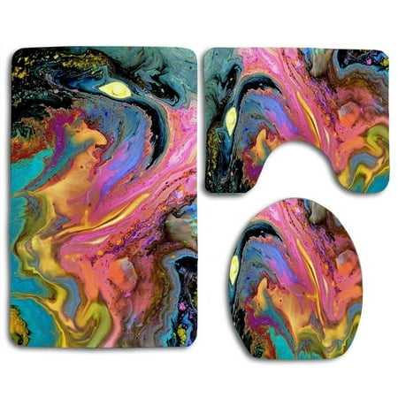 Sea Turtle Bathroom Rug GOHAO Sea Turtle at Dawn 3 Piece Bathroom Rugs Set Bath Rug Contour Mat and Toilet Lid Cover ()