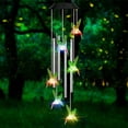 thumbnail image 1 of Campana de viento solar con LED que cambia de color y tubos de aluminio, diseño de colibrí, con gancho para uso doméstico en interiores y exteriores, color verde., 1 of 5