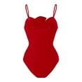 thumbnail image 1 of iTNHFP Maillot de Bain pour Femmes Grande Taille Maillot de Bain Uni Style Rétro Français, 1 of 3
