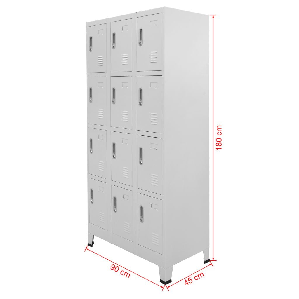 Kepooman Home Office Metal Tall Storage Locker Cabinet with 12 Compartments, Grey Kepooman Home Office Metal Tall Storage Locker Cabinet with 12 Compartments, Grey