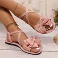 thumbnail image 4 of Women's Bow Flat Sandals Open Toe Crisscross Strappy Elastic Slingback Fashion Comfortable Non Slip Summer Casual Beach Vacation Shoes, 41, 4 of 4