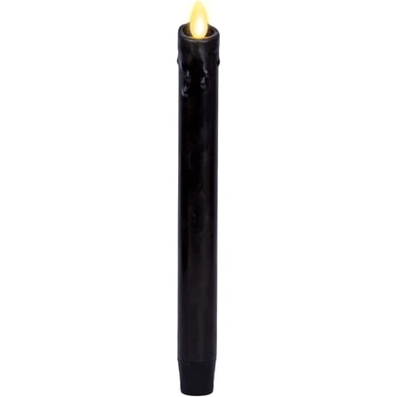 Pre-Owned Luminara - Black Wax Drip Flameless Candle Taper - Scallop Top Unscented - 1" x 9.75"
