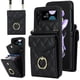 thumbnail image 2 of Para Samsung Galaxy Z Flip 3 Flip4 5 Funda De Cuero De Lujo Con Soporte De Anillo Fundas De Cartera De Tarjeta, 2 of 4
