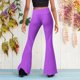 thumbnail image 4 of Pantalones con forro polar Gibobby Pantalones casuales completos de longitud para mujer Pantalones acampanados de cintura alta Morado S, 4 of 5
