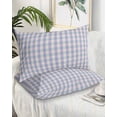 thumbnail image 2 of Purple Pillow Covers Standard Size 2 Pack, Grid Checkered Plaid Gingham Lattice Trellis Soft Bed Throw Pillowcases Breathable Cooling Long Lumbar Body Pillow Sham Cover for Bed Sofa 20''x26'', 2 of 7