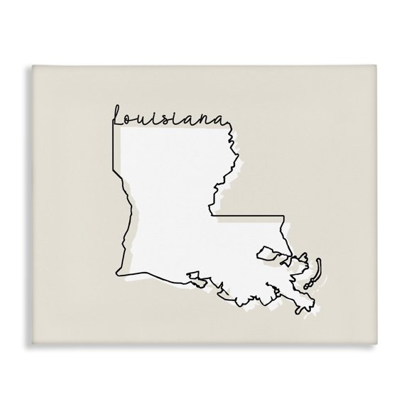 Stupell Industries Modern Louisiana Home State Map Neutral Print Design Canvas Art, 48 x 36, by Lil' Rue