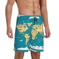 thumbnail image 3 of Rocae World Map With Landmarks for Men's Soft Sleep Pajama Shorts, Waistband and Pockets, 3 of 9