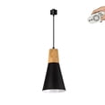 thumbnail image 1 of FSLiving Remote Control Pendant Light 1-Light H-Type Track Pendant Lamps Scandinavian Style Pendant Lights for Kitchen Hanging Lamp Modern Wood and Aluminium Light Customizable - Black, 1 of 7
