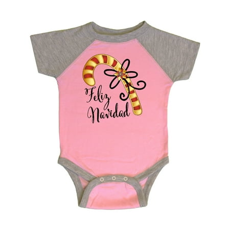 

Inktastic Feliz Navidad Red and Gold Candy Cane Gift Baby Boy or Baby Girl Bodysuit