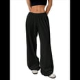 thumbnail image 2 of Pantalones Deportivos Anchos para Mujer, con Cordón, Holgados, de Cintura Alta y Sueltos, Informales Negro XL, 2 of 9