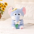 thumbnail image 5 of 9in Flower-Holding Baby Elephant Plush Toy - Sitting Pose Soft Stuffed Animal, Cute Floral Bouquet Decor, Huggable Elephant Doll for Kids Gifts Home Decor, 5 of 8