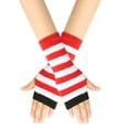 thumbnail image 1 of Nvzi Guantes sin dedos Guantes sin dedos de muñeca con orificio para el pulgar Guantes de invierno cálidos sin dedos para hombre - Rojo Blanco Negro, 1 of 5