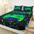 thumbnail image 3 of Erosebridal Gamer Fitted Sheet Twin Size,Gaming Bedding Sets Teens Gamer Room Decor,Video Game Console Gaming Bed Sheets Green Teal Black Tie Dye Sheets, 3 of 5