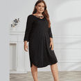 thumbnail image 2 of Women Plus Size Dress Soft V Neck Short Sleeve Dress with Elastic Fashion Oversize Short Dress Black, 2 of 7