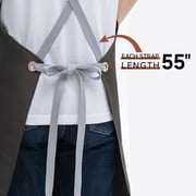 Chef Aprons for Men Women with Large Pockets, Cotton Canvas Cross Back Adjustable Cooking Kitchen Work Waterproof Bib Apron Black