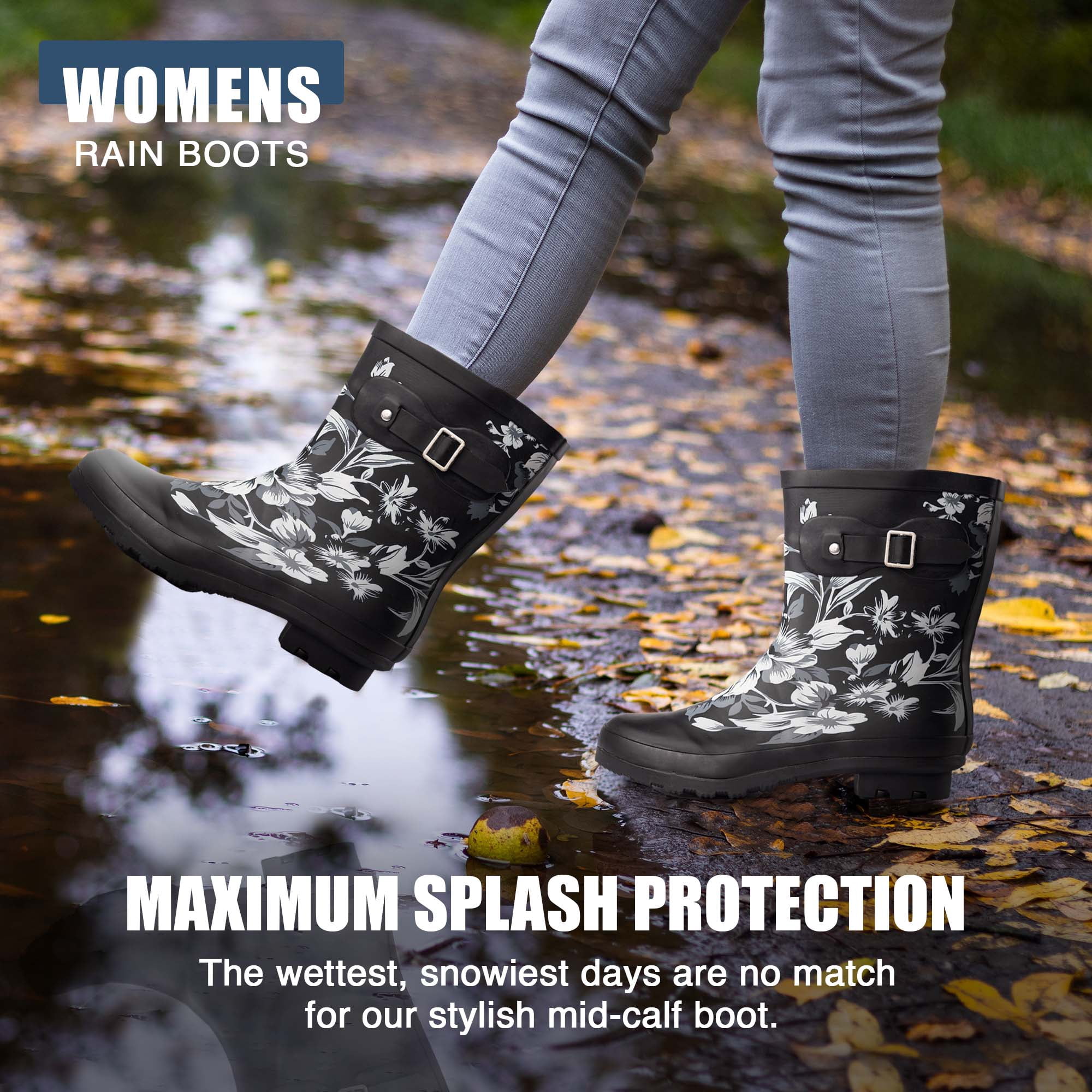 NORTY Womens Ankle-High Rain Boots 9 inch Female Snow Boots
