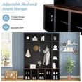 thumbnail image 4 of 76'' Farmhouse Wooden Style Hall Tree with 6 Hooks, Entryway Bench with Coat Rack & Adjustable Shelves, 4-in-1 Entryway Shoe Cabinet with 13 Cubbies, for Mudroom, Living Room, Black + Dark Walnut, 4 of 9