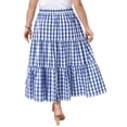 thumbnail image 3 of Agnes Orinda Women's Plus Size Gingham Skirts Tiered Layer Flowy Maxi Summer Casual A Line Plaid Skirts with Pockets 4X Blue, 3 of 6