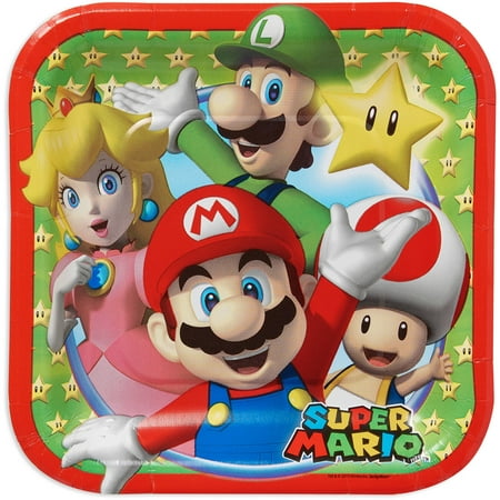 Super Mario  7 Square Plate 8 Count Party  Supplies  