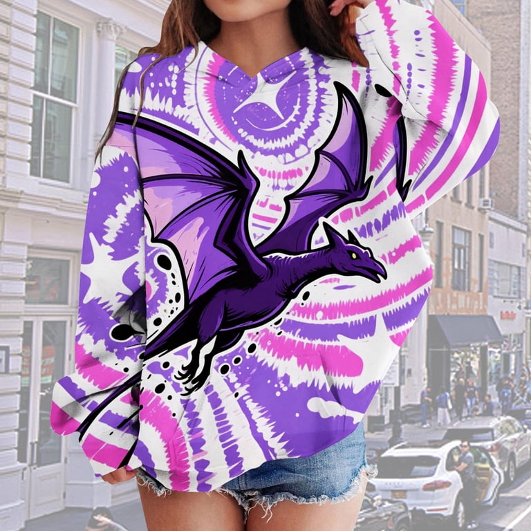 Kiijoy Big Boy's Tie Dyed Dinosaur Hoodie Long Sleeve Hooded