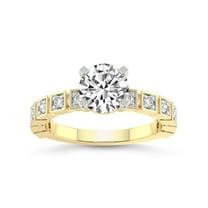 3 Carat IGI Certified Round Shape Lab Grown Diamond Engagement Ring | 14K Yellow Gold | Cheryl Side Stone Lab Diamond Ring | FG-VS1-VS2 Quality Friendly Diamonds
