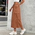 thumbnail image 6 of Umfun Women's Utility Cargo Midi Skirt with Drawstring Waist & Pockets - Solid Color Relaxed Fit Long Skirt for Outdoor Hiking & Daily Wear, 6 of 9