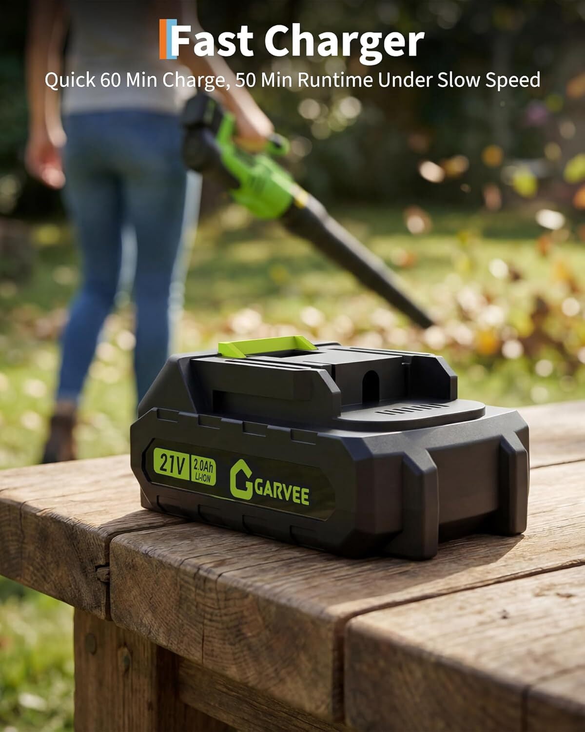 Garvee Battery Power Leaf Blower 550 CFM/130 MPH, 20V Portable Hand Blower with 6-Variable Speed for Lawn, Driveway, Sidewalk, Green & Black