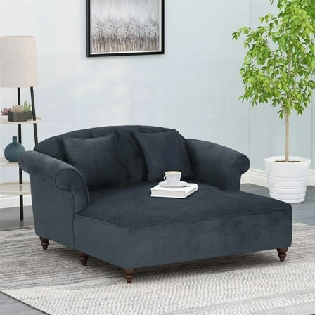 TRADITIONAL LOVESEAT CHAISE LOUNGE WITH 100% POLYESTER FABRIC AND BIRCH WOOD LEGS