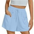 thumbnail image 2 of Xysaqa Women's Wide Leg Shorts Loose Fitted Casual Comfy Drawstrig Elastic High Waist Shorts Pull on Lightweight Summer Beach Shorts with Pockets S-2XL, 2 of 9
