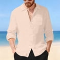 thumbnail image 2 of Camisas de Manga Larga con Botón de Solapa para Hombre de Ajuste Suelto Top de Moda de Bolsillo de Cardigan para el Verano, 2 of 9