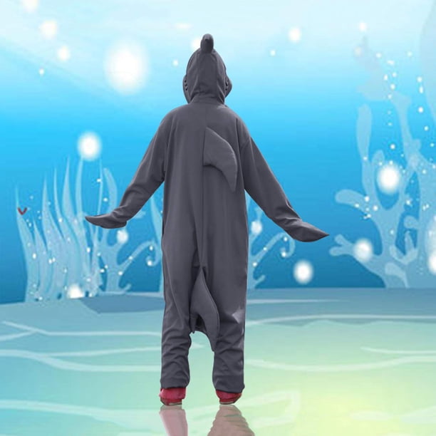 Pyjama Requin Amusant Wotogold – Combinaison Cosplay Adulte Polaire Douce, Fermeture Boutons, Poches Pratiques, Idéal Halloween & Noël