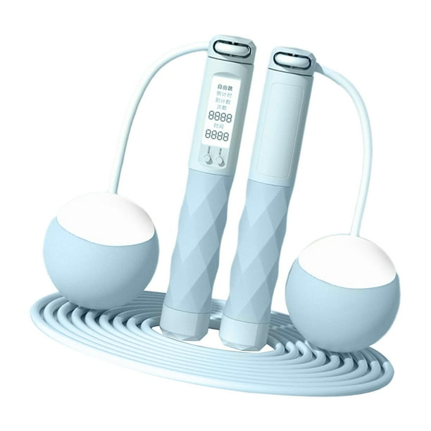 Cuerda para saltar digital, cuerda para saltar, cuerda para saltar de longitud ajustable, cuerda para saltar inalámbrica azul