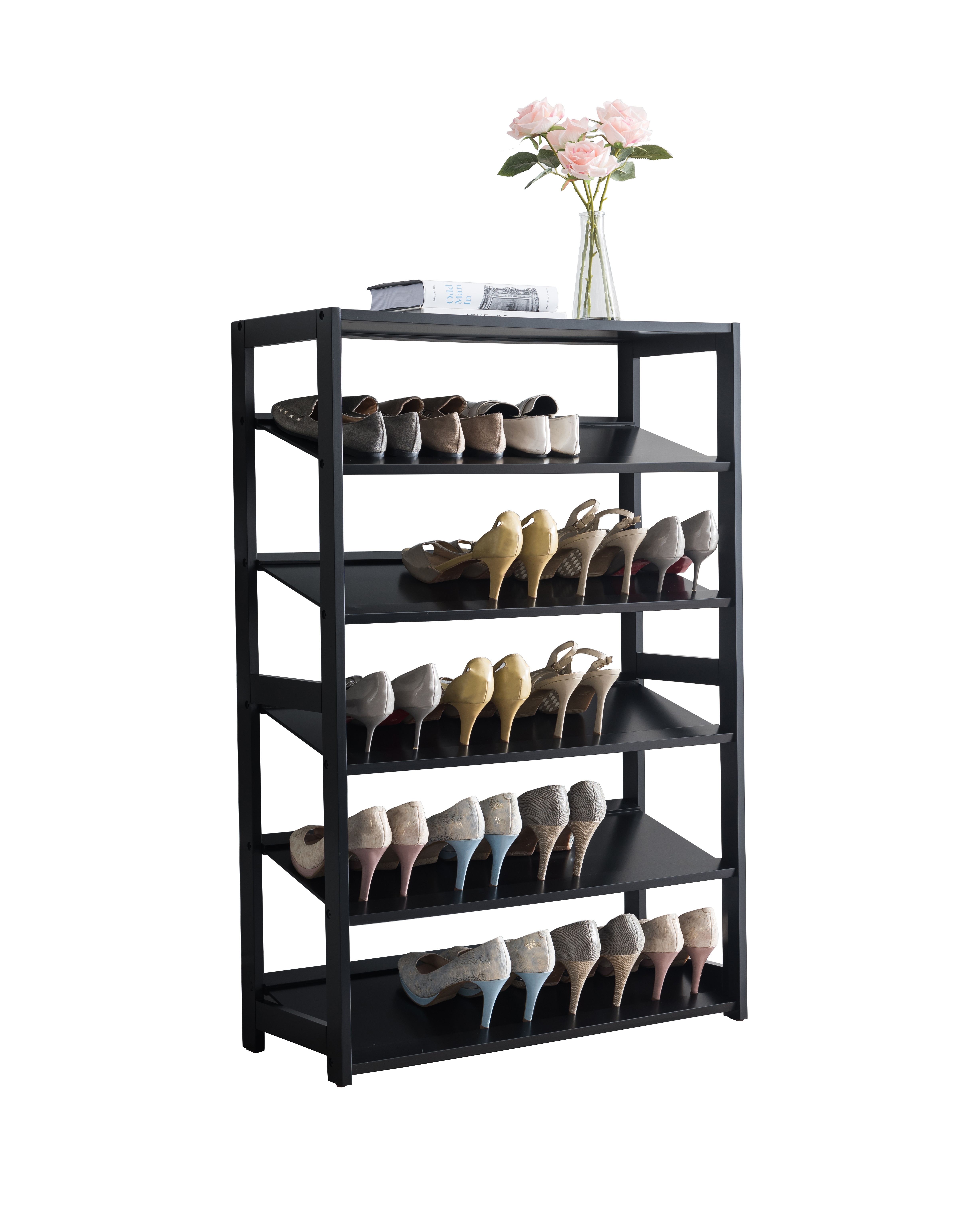 shoe organizer cabinet on Higgins 5 Tier Racks Free Standing Shoe Storage Organizer Black Wood Walmart Com Walmart Com