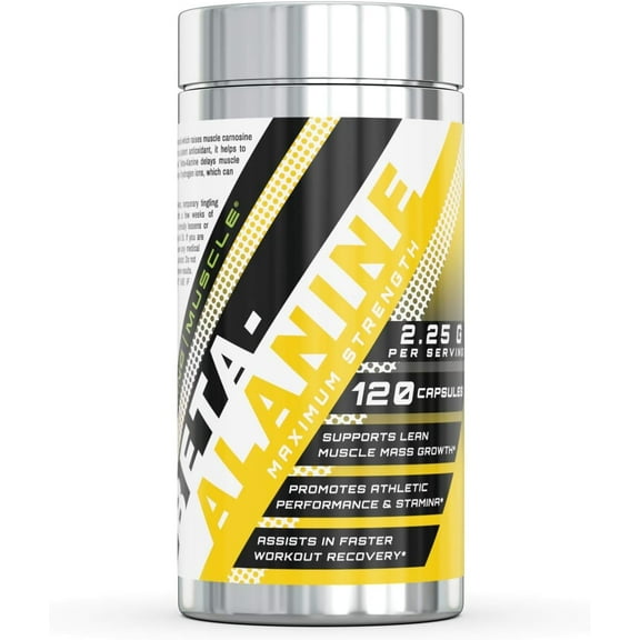 Amazing Muscle Beta Alanine Amino Acid 2250mg Per Serving 120 Capsules | Ideal Pre & Post Workout Supplement | Unflavored | Non-GMO | Gluten Free | Made in USA