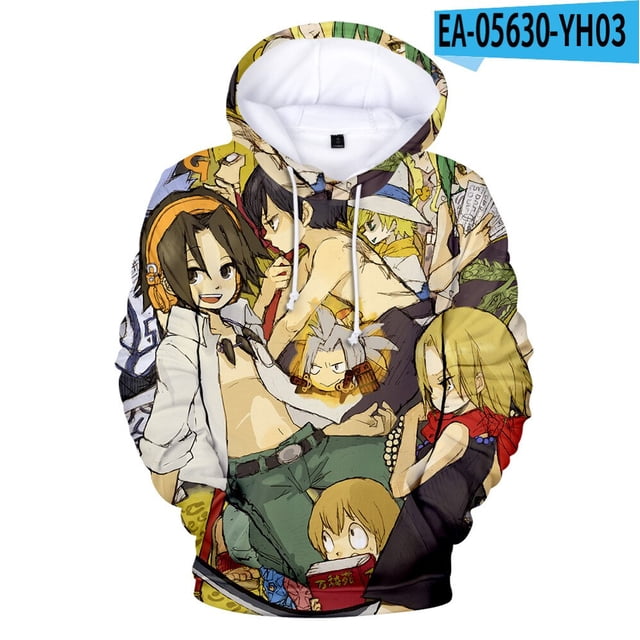 Sudaderas con capucha de Shaman King, chaqueta informal para niños y adultos, tallas para niños, jersey de Cosplay, ropa de calle, Jersey UnisexGris AS Deng Xun unisex