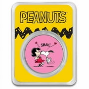 Peanuts "SMAK!" Snoopy Kisses Lucy 1 oz Colorized Silver