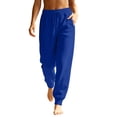 thumbnail image 2 of Women's Fleece Sweatpants Winter High Waisted Joggers Athletic Pants Casual Fall Drawstring Trousers with Pockets,Royal Blue 3XL, 2 of 8