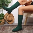 thumbnail image 5 of Women's Knee High Boots Stretch Square Toe Chunky Block Heel Long Boots for Women Comfortable Breathable Womens Boots, 5 of 8