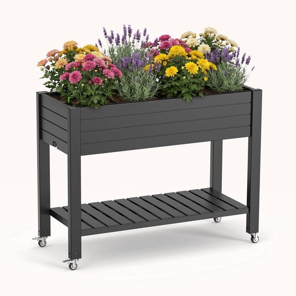 Raised Garden Bed with Legs Large Planter Box with Water Storage for Vegetable Flower Herb Outdoors Patio
