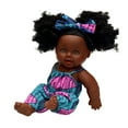 thumbnail image 2 of 12" Dark Doll, Simulation Doll with Colorful Clothes and Hairband, Washable Realistic Dolls with Curly Hair & Movable Joint, Gift for 3+ Years Old, 2 of 7