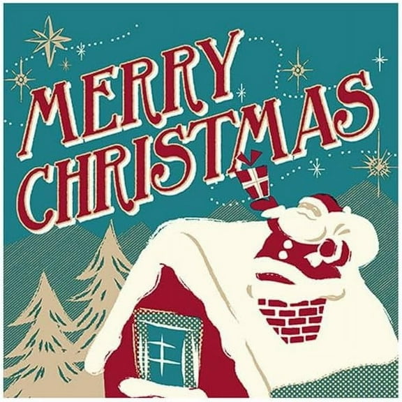 Disposable Christmas Lunch Napkins - 6.5 x 6.5" Merry Christmas House Design, Single Use Guest Towels, Soft, Hand Towel, Christmas, New Years, Party, Holidays, Tablesetting (20)