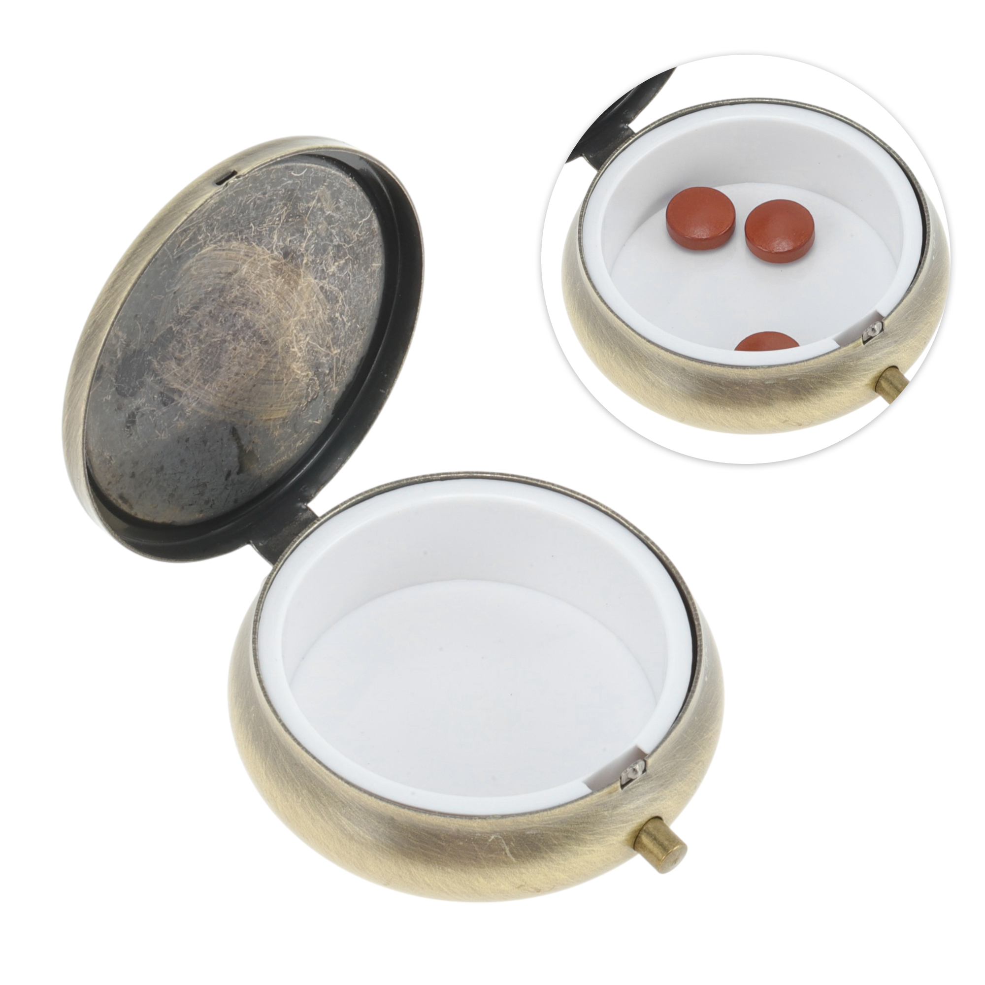 Unique Bargains Durable Round Matte Pill Case Gold Tone 1 Pc [1 Grid] Gold Tone