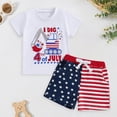 thumbnail image 2 of NOLDARES 4th July Toddler Baby Boy Outfit American Flag Embroidery Short Sleeve Round Neck T-Shirt + Pull-on Shorts 2Pcs Summer(White,2-3 Y), 2 of 9