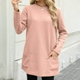 thumbnail image 3 of Jalioing Women's Casual Sweatshirt Fashion Solid Crew Neck Long Pullover with Pocket Casual Loose Winter Tops, 3 of 4