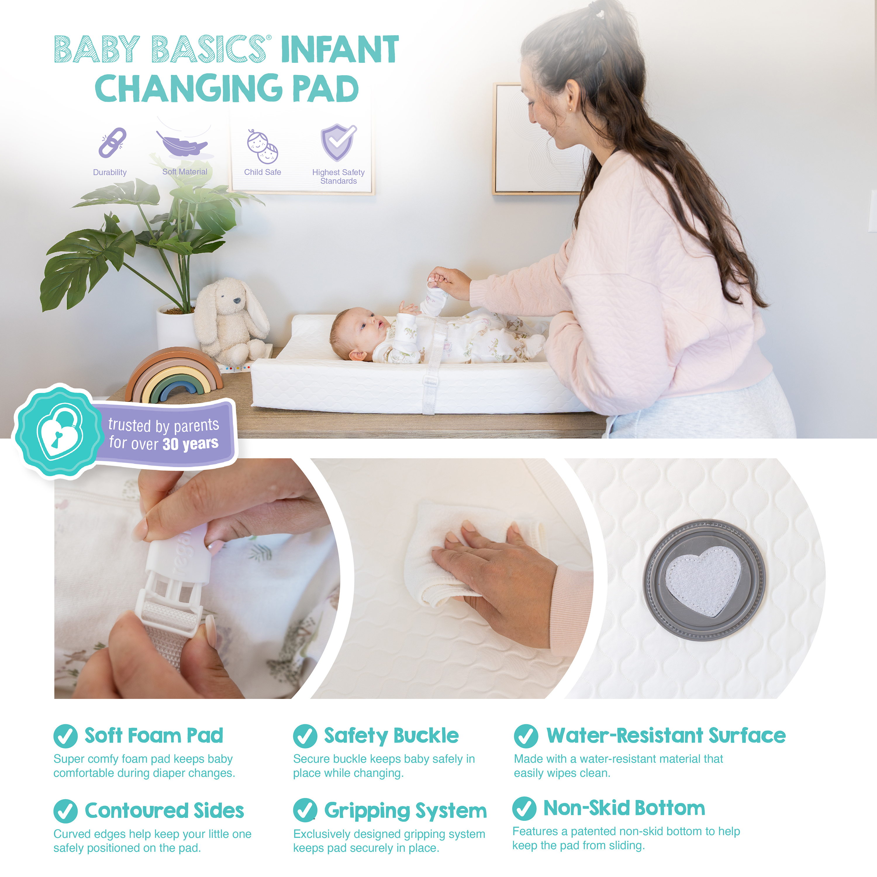 Regalo Baby Basics Infant Foam Changing Pad, White photo 6
