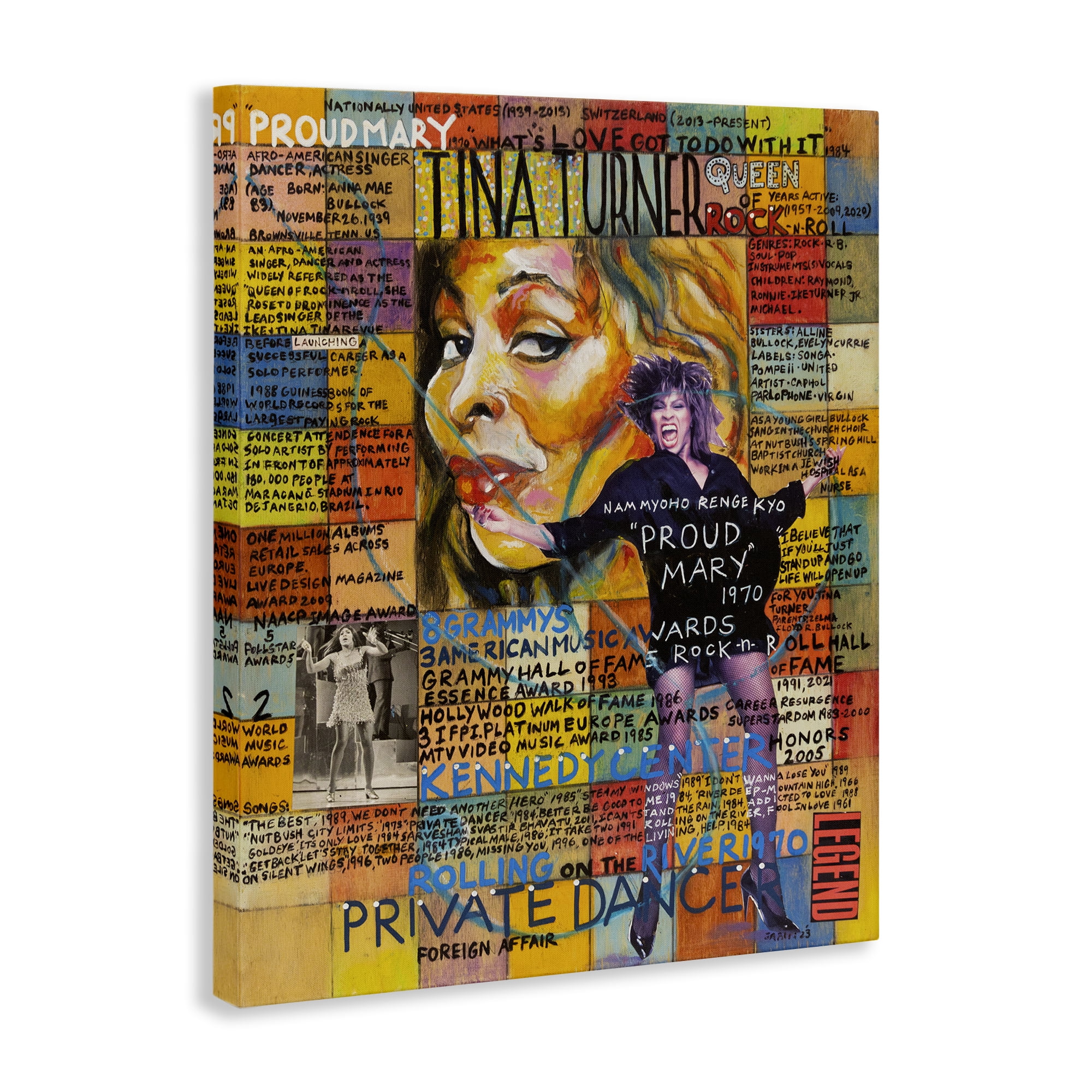 Stupell Industries Tina Turner Collage People Drawing Wrapped Canvas Art Print Wall Art, 16 x 20