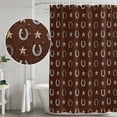 thumbnail image 3 of Western Horse Shoes Bathroom Shower Curtains with Hooks, Vintage Stars Horse Shoes Brown Leather Texture Waterproof Fabric Washable Shower Curtain for Home Hotel Bathtub Decor 60x72 Inch, 3 of 9
